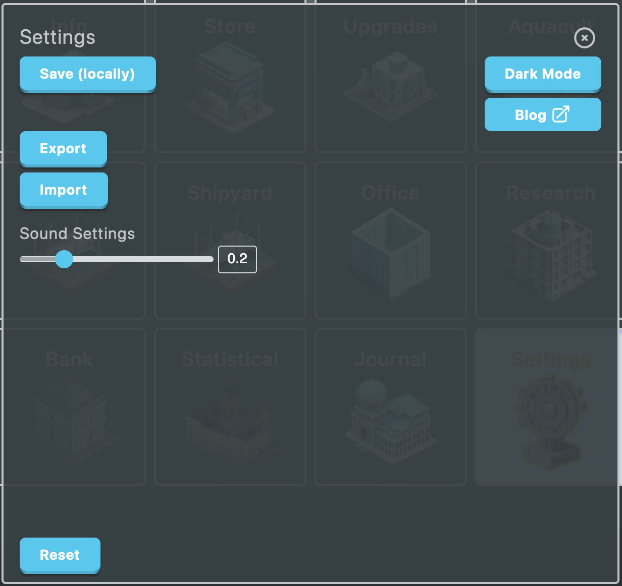 settings building with all its glorious settings (NOT!)